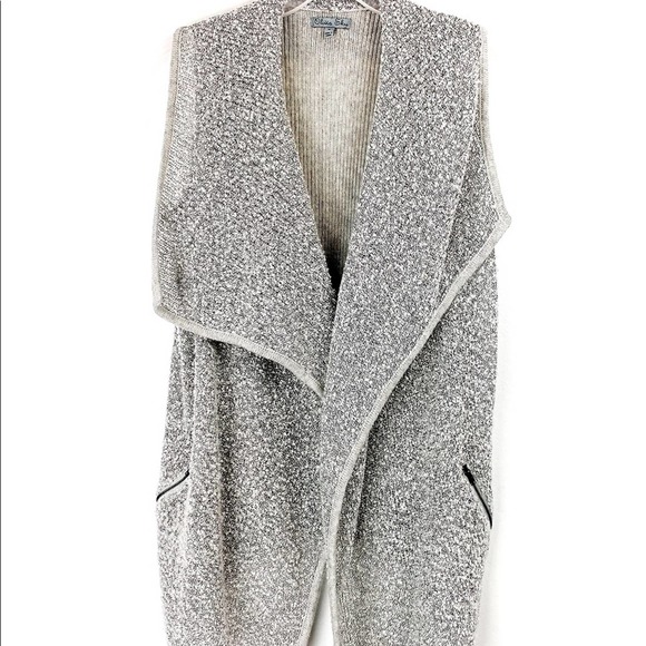 Women's Olivia Sky Heather Vanilla Boucle Wool Blend Vest, Gray, Size Medium - Picture 2 of 11
